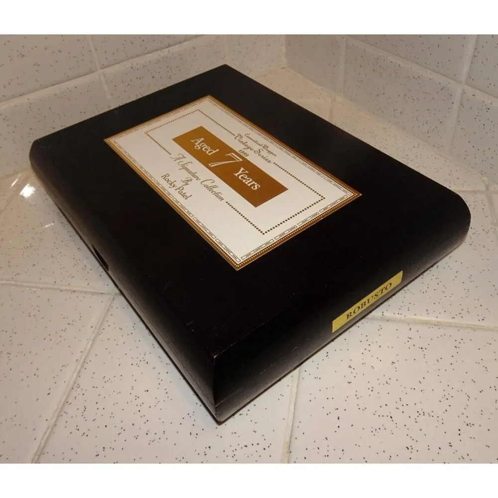 Vintage Rocky Patel Black Wood Cigar Box trinket box stash box jewelry box